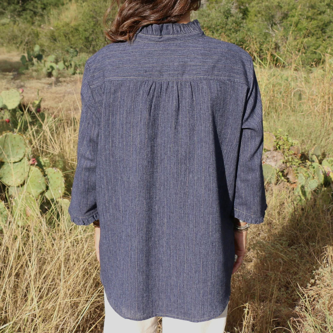 Ruffle Collar Shirt - Denim