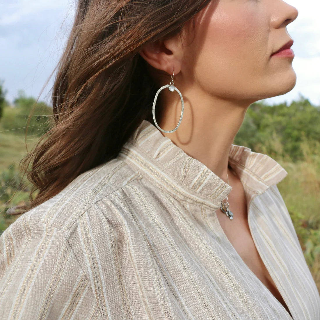Ruffle Collar Shirt - Lurex Gold Stripe